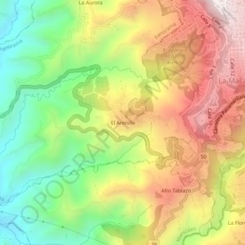 Mappa topografica El Arenillo, altitudine, rilievo