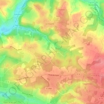 Mappa topografica Moutille, altitudine, rilievo