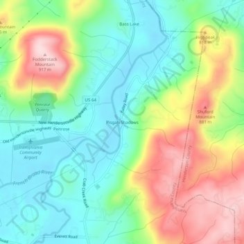 Mappa topografica Pisgah Shadows, altitudine, rilievo