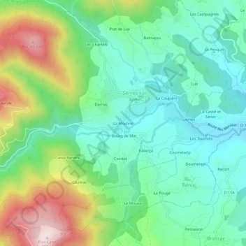 Mappa topografica La Mouline, altitudine, rilievo