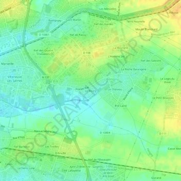 Mappa topografica Le Bourg, altitudine, rilievo