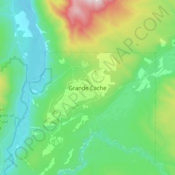 Mappa topografica Grande Cache, altitudine, rilievo