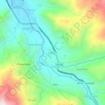 Mappa topografica Paltay, altitudine, rilievo