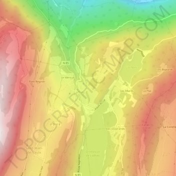 Mappa topografica Le Pey, altitudine, rilievo