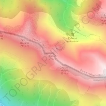 Mappa topografica Bacivèr, altitudine, rilievo