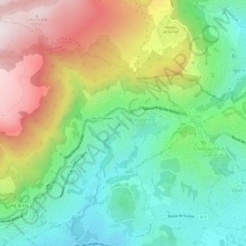 Mappa topografica La Lauve, altitudine, rilievo
