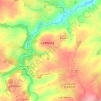 Mappa topografica La Combe, altitudine, rilievo
