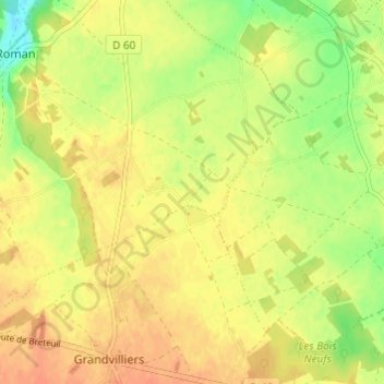Mappa topografica La Brossette, altitudine, rilievo