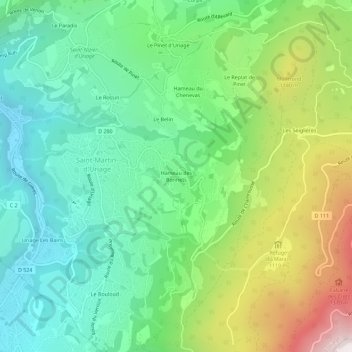 Mappa topografica Hameau des Bonnets, altitudine, rilievo