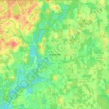 Mappa topografica Graceville, altitudine, rilievo