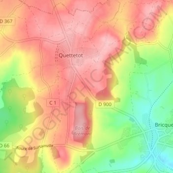 Mappa topografica Catigny, altitudine, rilievo