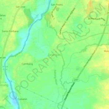 Mappa topografica Talampas, altitudine, rilievo