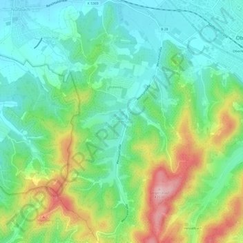 Mappa topografica Bottenau, altitudine, rilievo