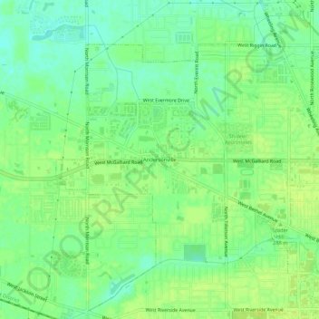 Mappa topografica Andersonville, altitudine, rilievo