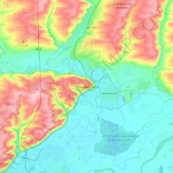 Mappa topografica Novocherkassk, altitudine, rilievo