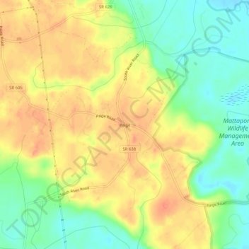 Mappa topografica Paige, altitudine, rilievo