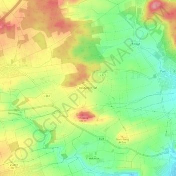 Mappa topografica Heuberger Hof, altitudine, rilievo