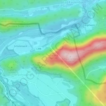 Mappa topografica Rotwand, altitudine, rilievo