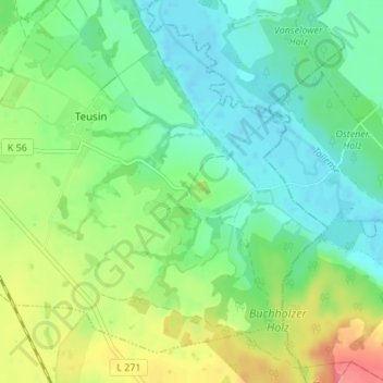 Mappa topografica Roidin, altitudine, rilievo