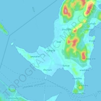 Mappa topografica Ko Yao, altitudine, rilievo