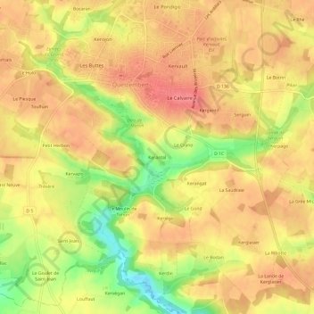 Mappa topografica Kerantal, altitudine, rilievo