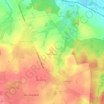 Mappa topografica Pinnenberg, altitudine, rilievo