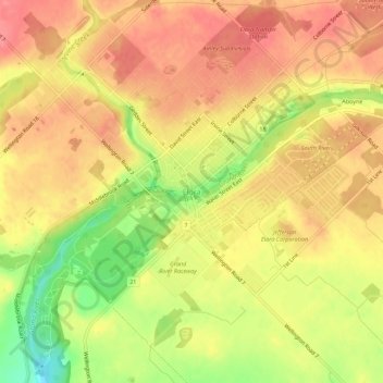 Mappa topografica Elora, altitudine, rilievo