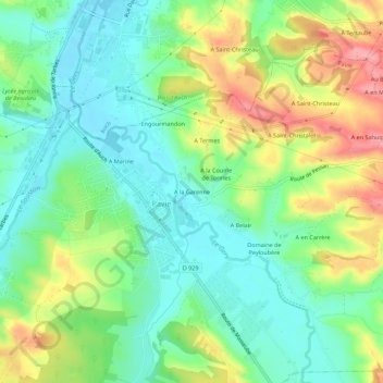 Mappa topografica A la Garenne, altitudine, rilievo