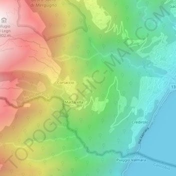 Mappa topografica Caccio, altitudine, rilievo