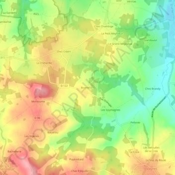Mappa topografica Bonnefont, altitudine, rilievo