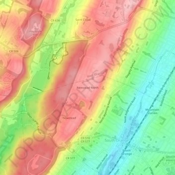 Mappa topografica Newstead North, altitudine, rilievo