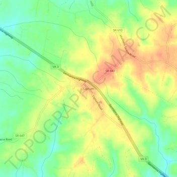 Mappa topografica Lignum, altitudine, rilievo