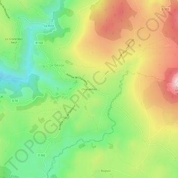 Mappa topografica Chanalettes, altitudine, rilievo