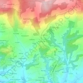 Mappa topografica Poul ar Groas, altitudine, rilievo