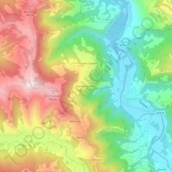 Mappa topografica Noceto Sottano, altitudine, rilievo