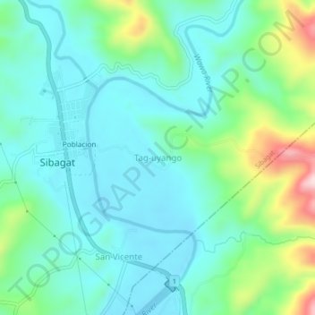 Mappa topografica Tag-uyango, altitudine, rilievo