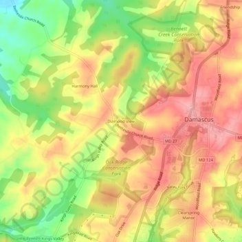 Mappa topografica Diamond View, altitudine, rilievo