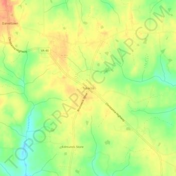 Mappa topografica Tobacco, altitudine, rilievo