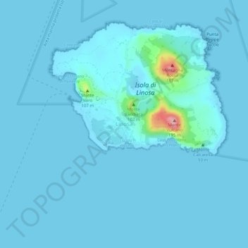 Mappa topografica Linosa, altitudine, rilievo