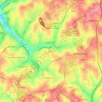 Mappa topografica Walther, altitudine, rilievo