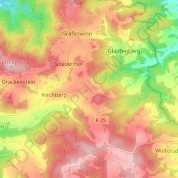 Mappa topografica Danersdorf, altitudine, rilievo