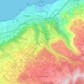 Mappa topografica Gasponi, altitudine, rilievo