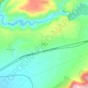 Mappa topografica Yolboyu, altitudine, rilievo