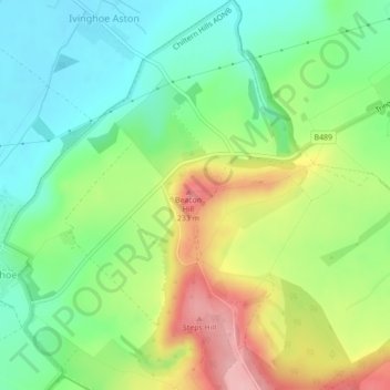Mappa topografica Ivinghoe Beacon, altitudine, rilievo