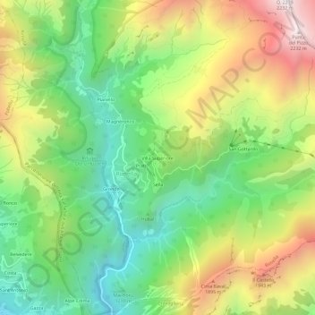 Mappa topografica Villa Superiore, altitudine, rilievo