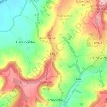 Mappa topografica Edge, altitudine, rilievo