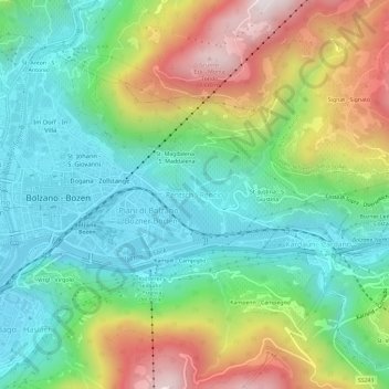 Mappa topografica Rentsch, altitudine, rilievo