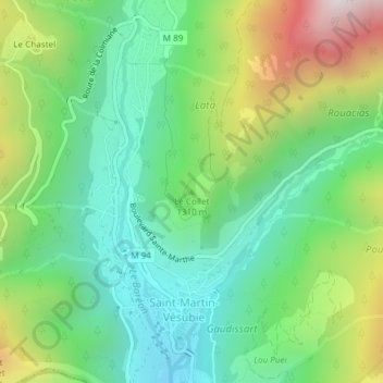 Mappa topografica Le Collet, altitudine, rilievo