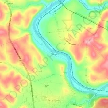 Mappa topografica Whitsett, altitudine, rilievo