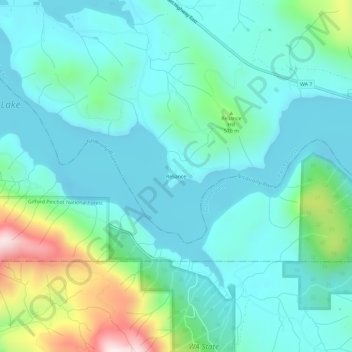 Mappa topografica Reliance, altitudine, rilievo